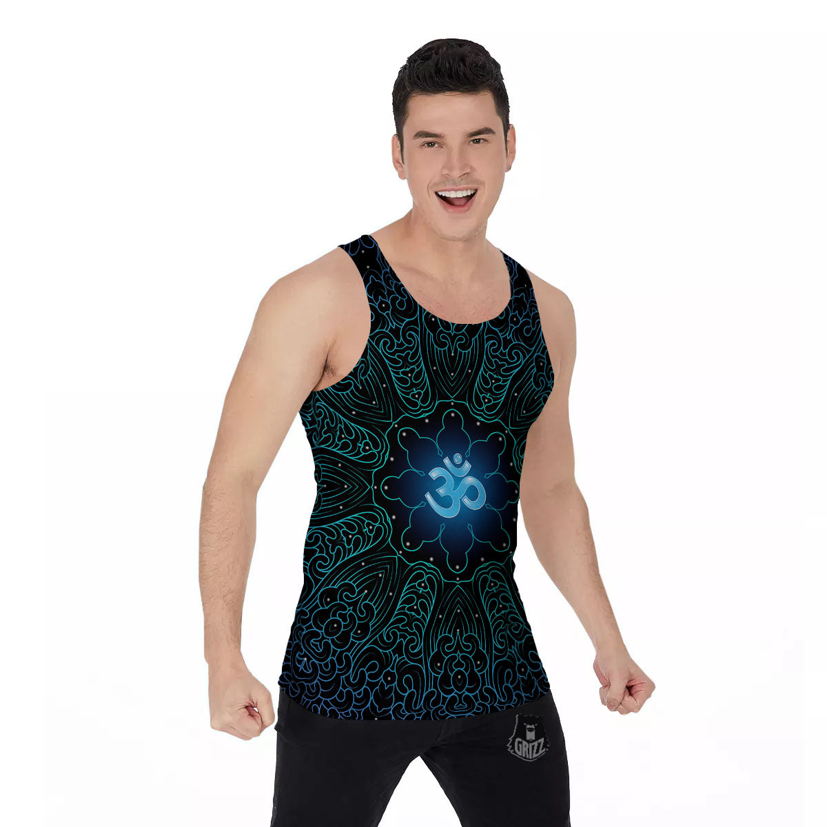Om Psychedelic Print Men's Tank Top-grizzshop