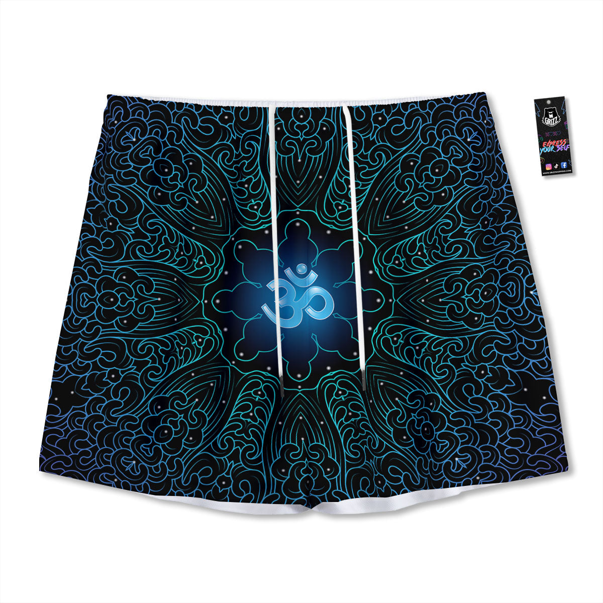 Om Psychedelic Print Mesh Shorts