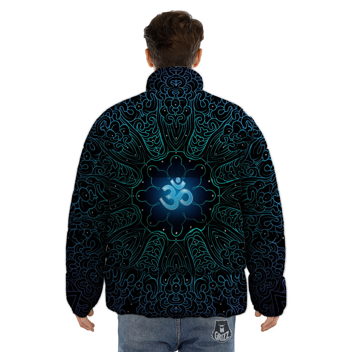 Om Psychedelic Print Puffer Jacket-grizzshop