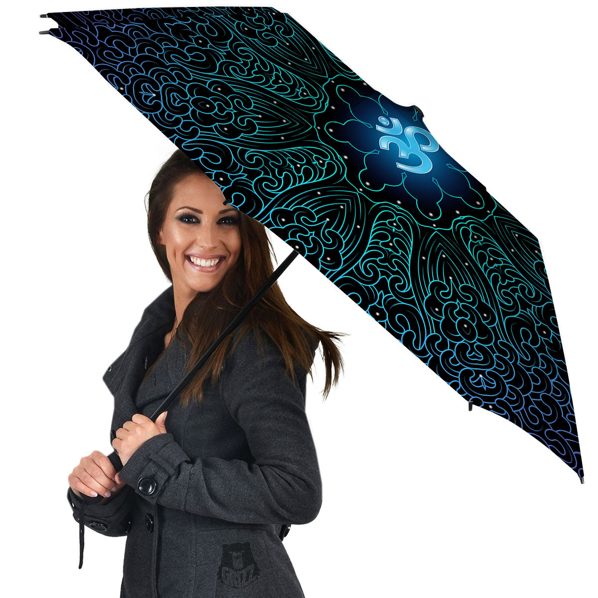 Om Psychedelic Print Umbrella-grizzshop