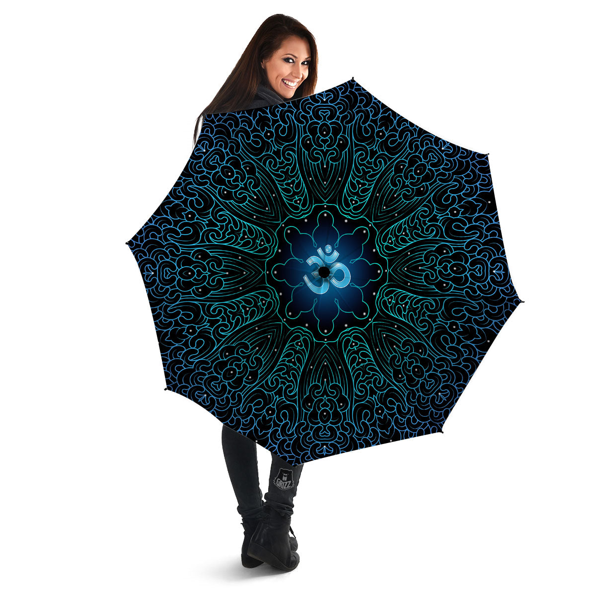 Om Psychedelic Print Umbrella-grizzshop