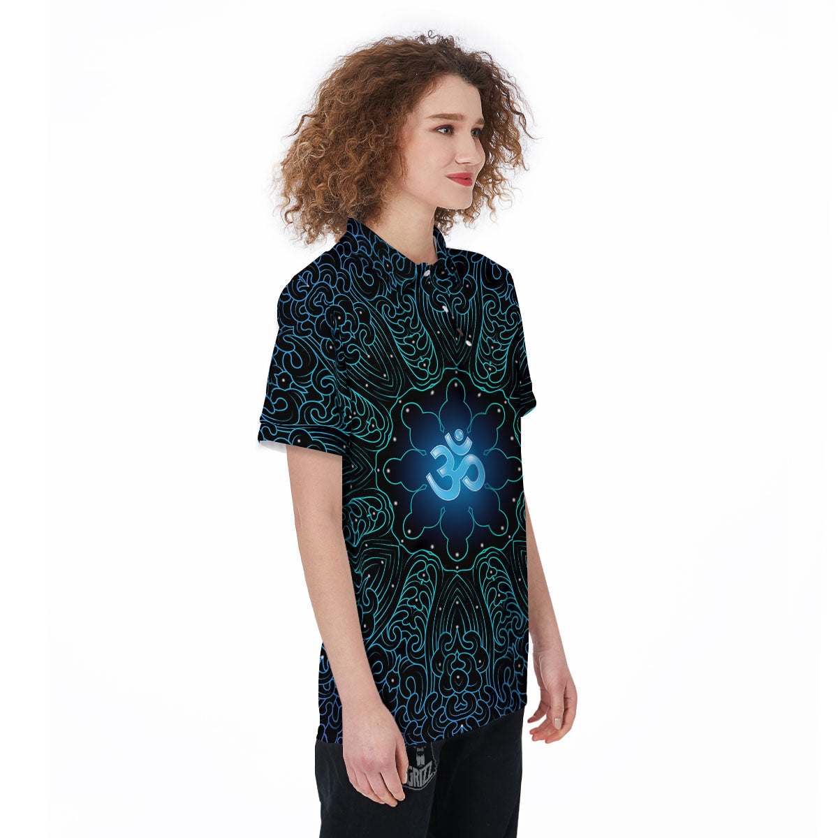 Om Psychedelic Print Women's Golf Shirts-grizzshop