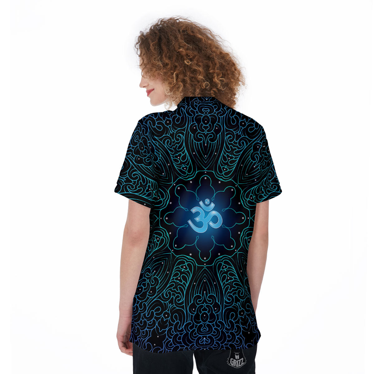 Om Psychedelic Print Women's Golf Shirts-grizzshop