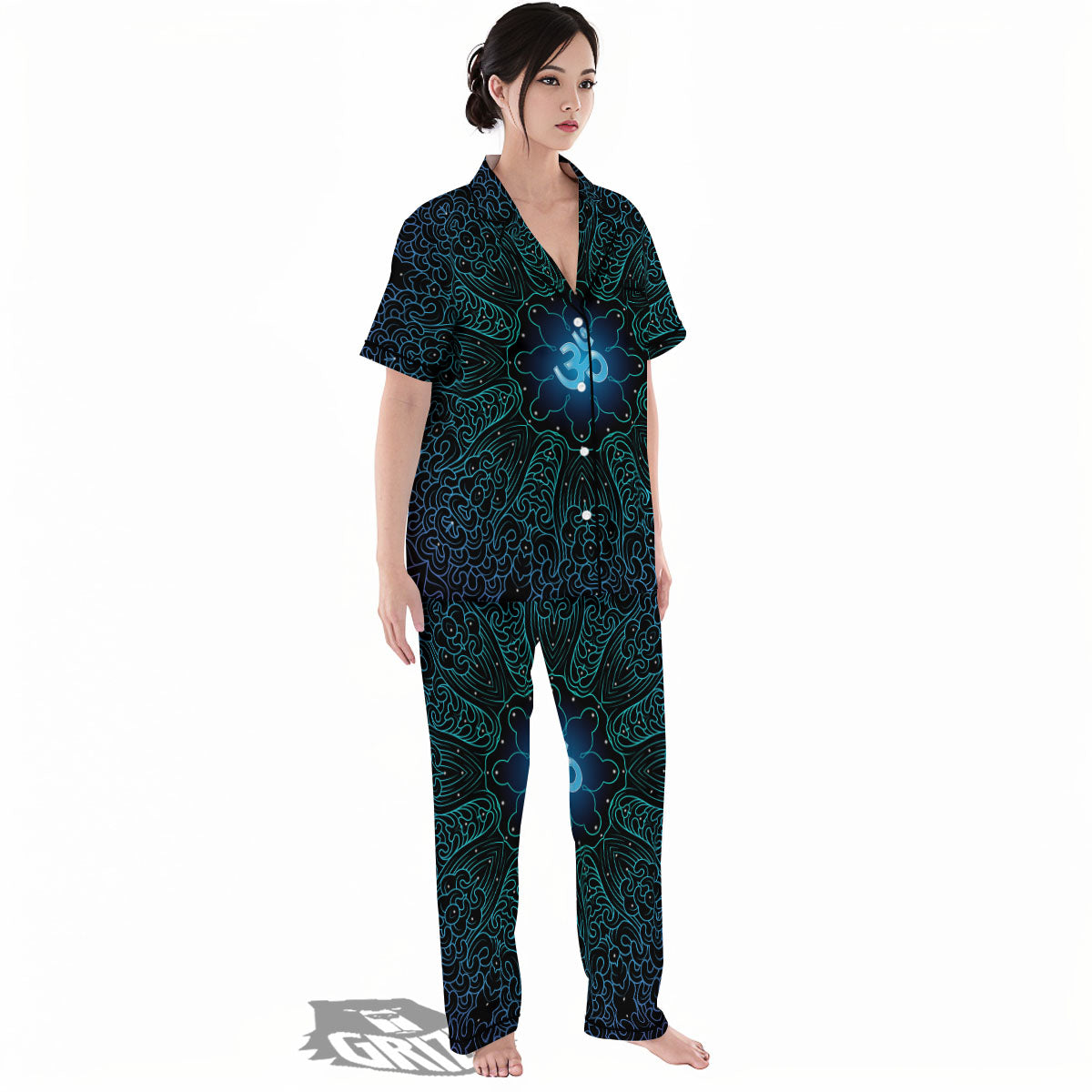 Om Psychedelic Print Women's Pajamas Set-grizzshop