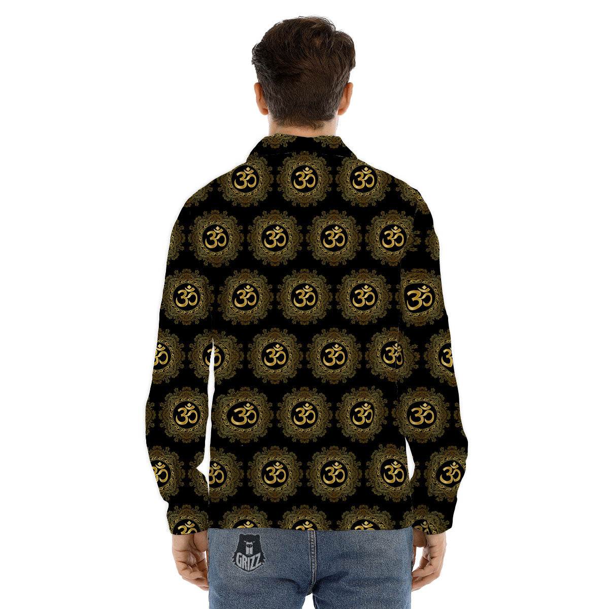 Om Sign Boho Print Pattern Men's Dress Shirts-grizzshop