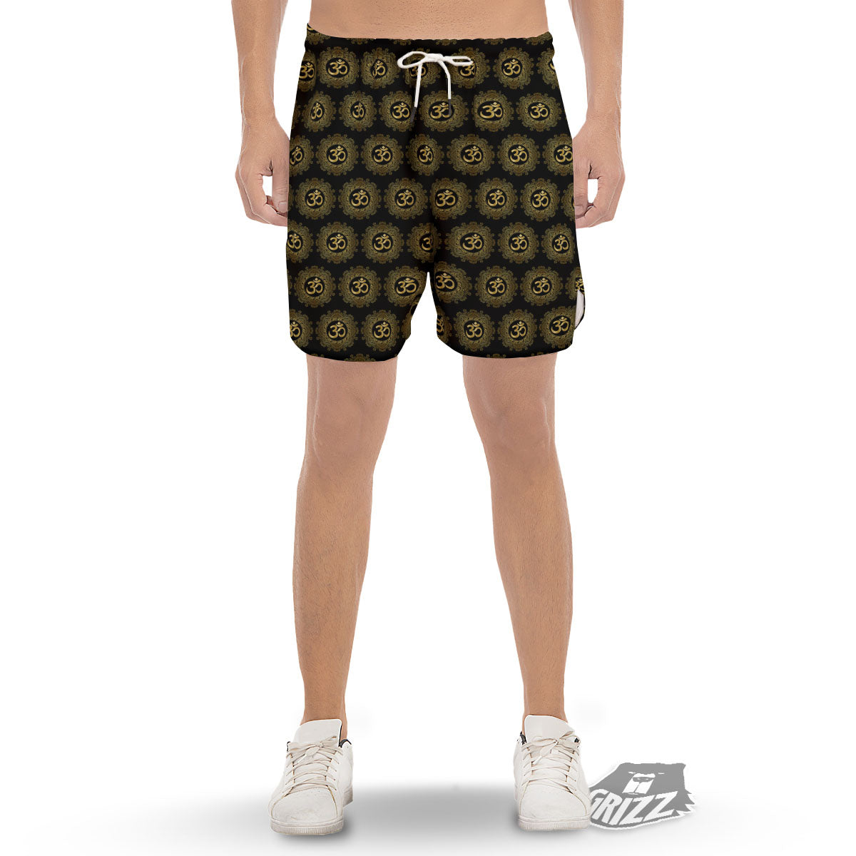 Om Sign Boho Print Pattern Men's Gym Shorts-grizzshop