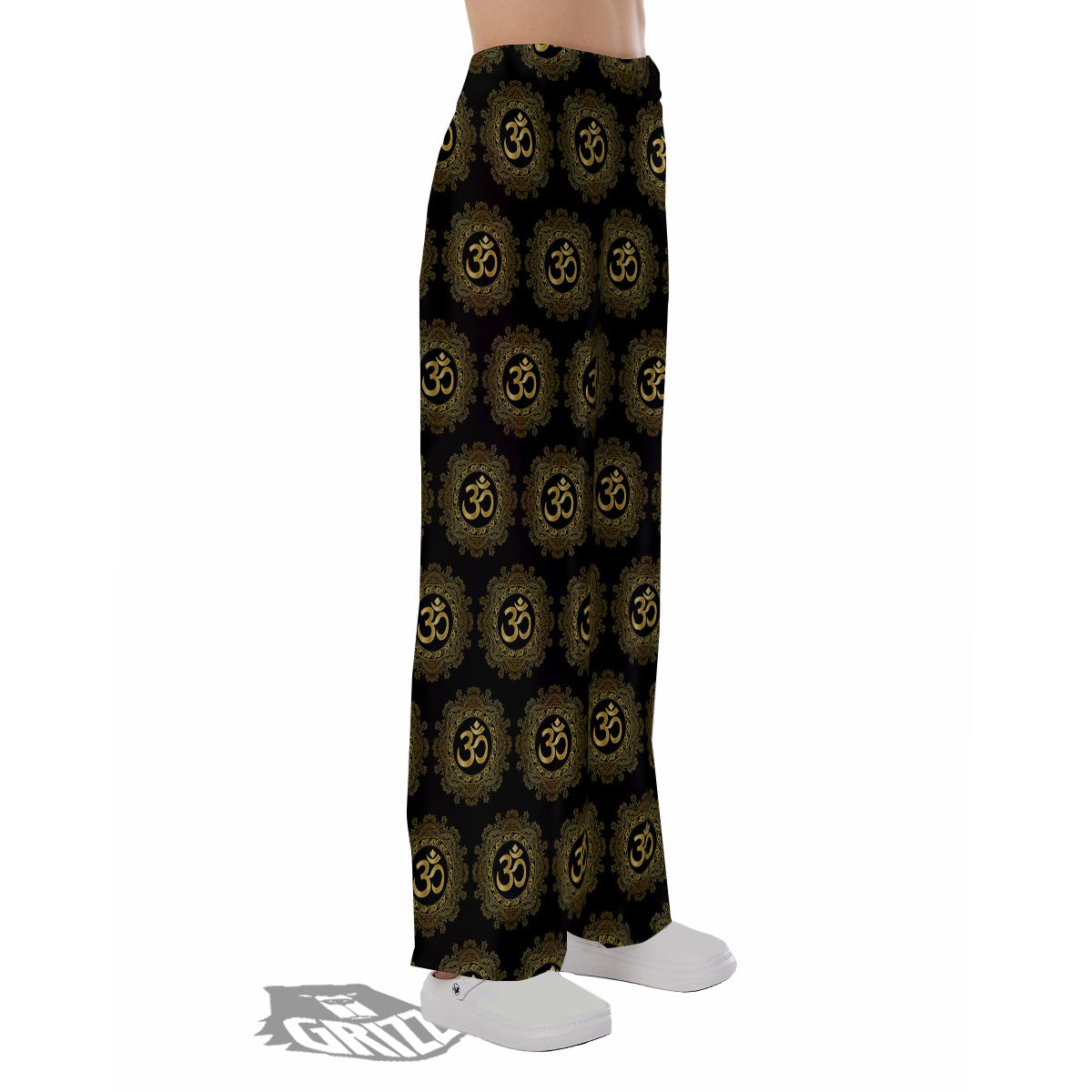 Om Sign Boho Print Pattern Pajama Pants-grizzshop