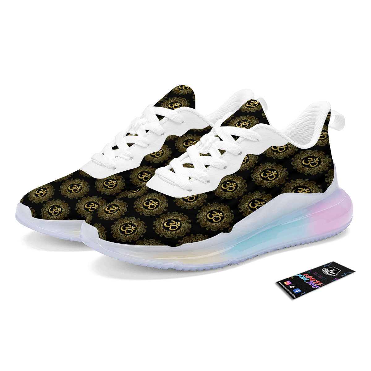 Om Sign Boho Print Pattern Running Sneakers-grizzshop