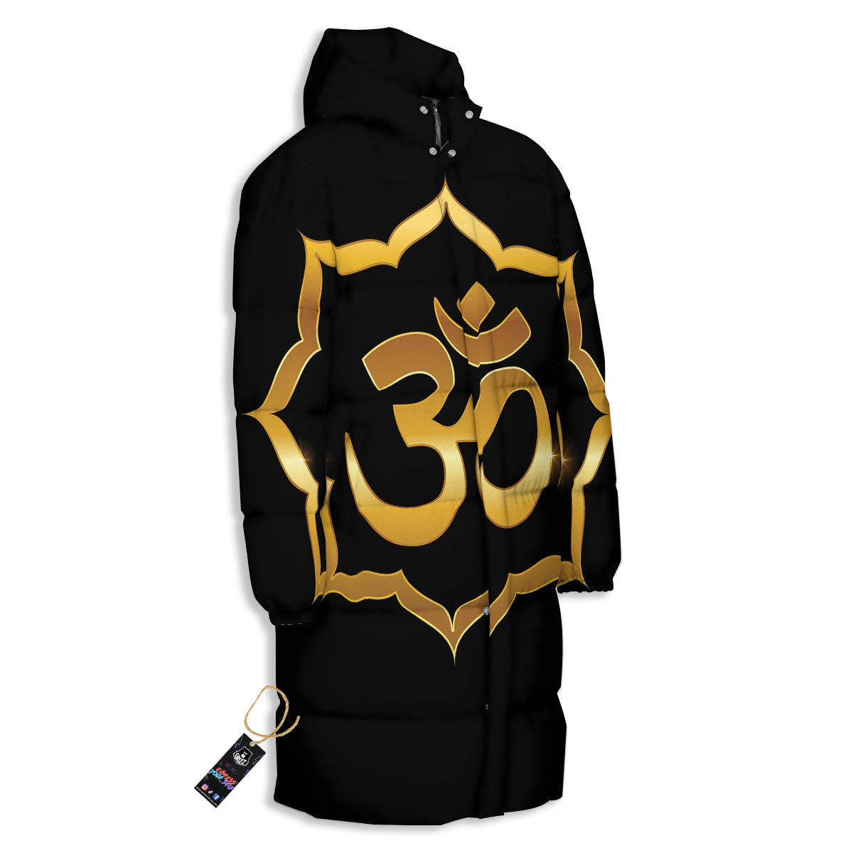 Om Sign Print Long Down Jacket-grizzshop