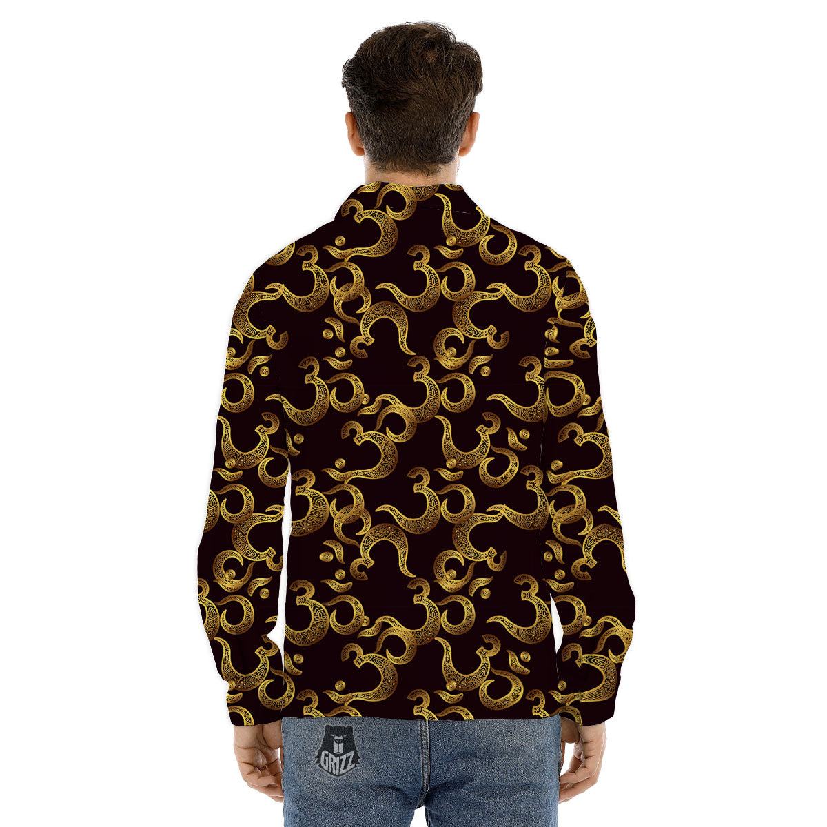 Om Sign Print Pattern Men's Dress Shirts-grizzshop