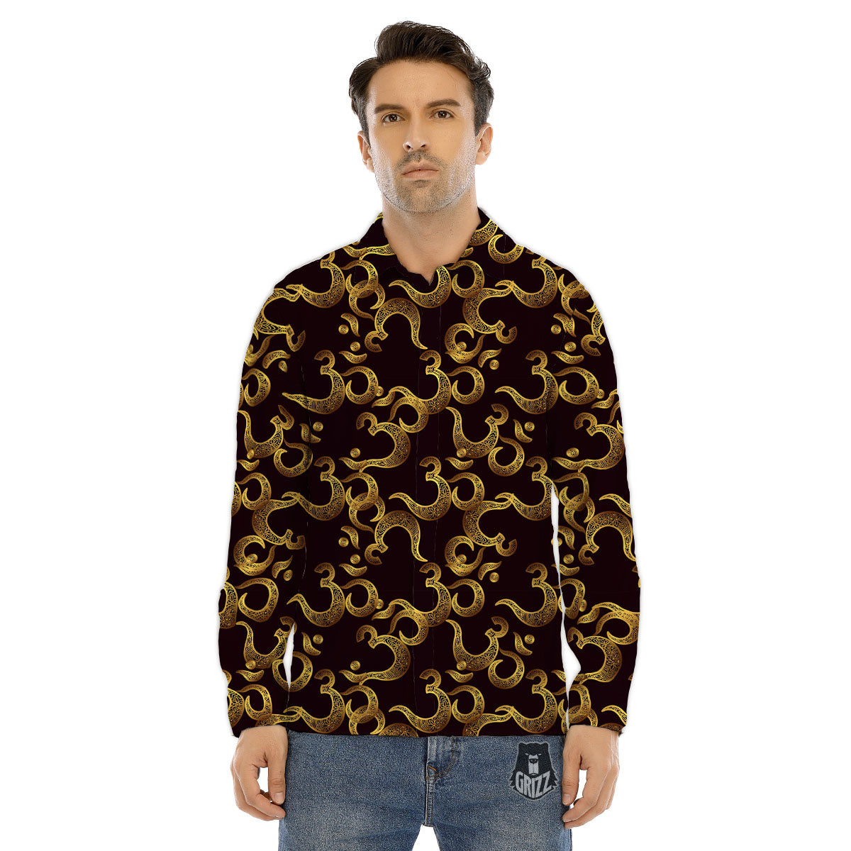 Om Sign Print Pattern Men's Dress Shirts-grizzshop