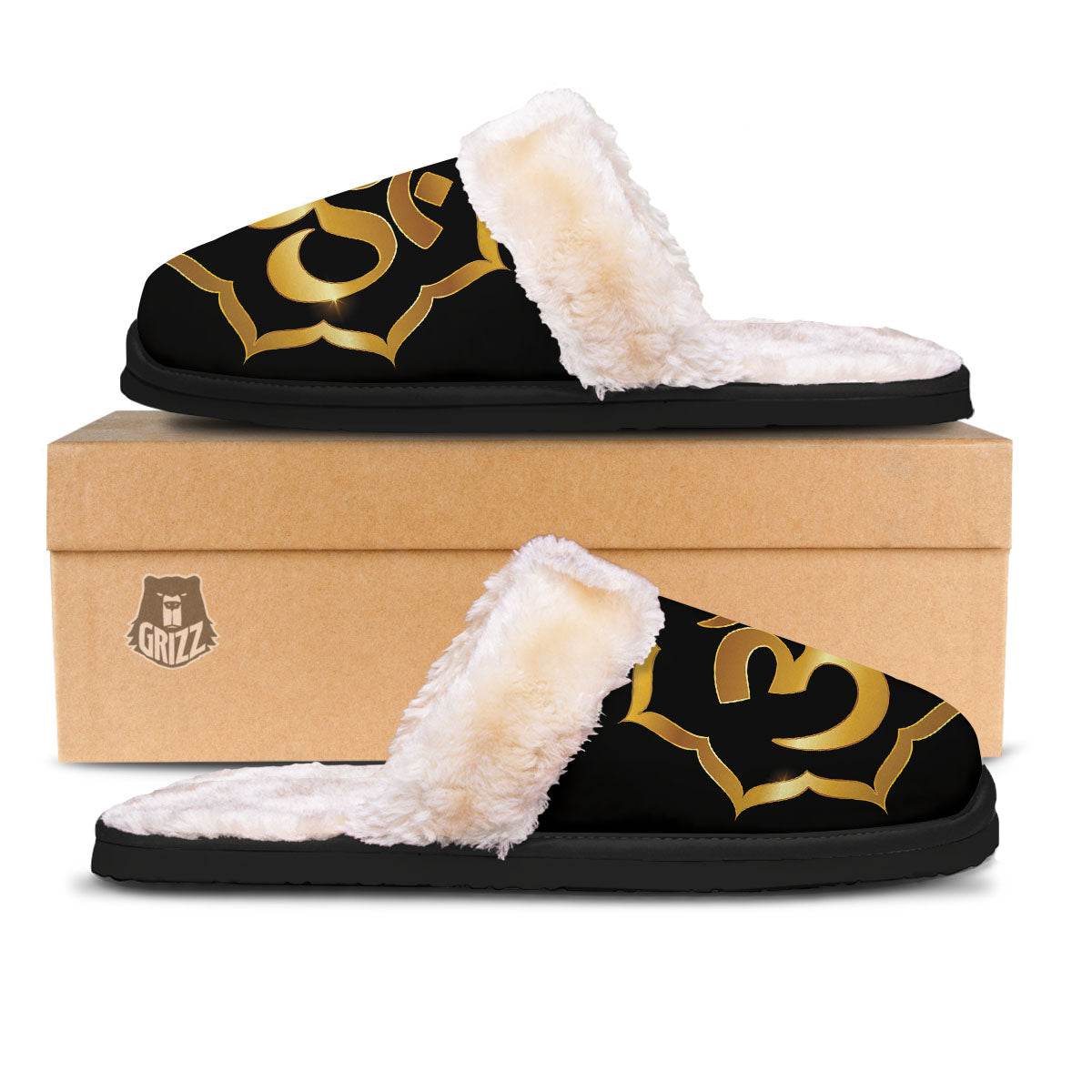 Om Sign Print Slippers-grizzshop