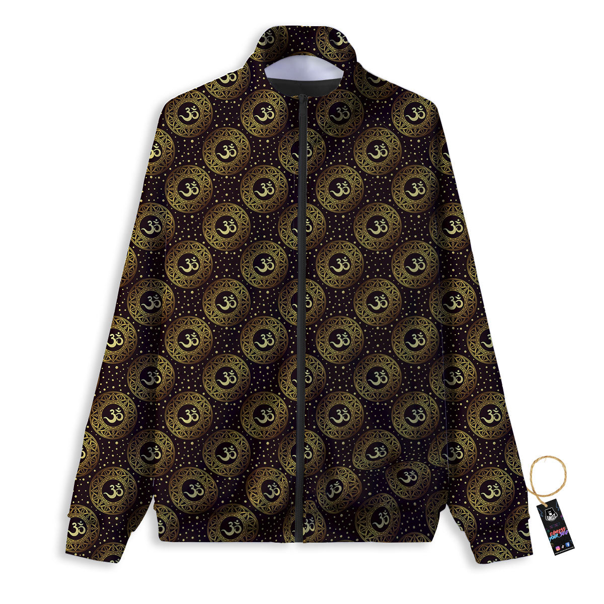 Om Symbol Gold Print Pattern Track Jacket-grizzshop