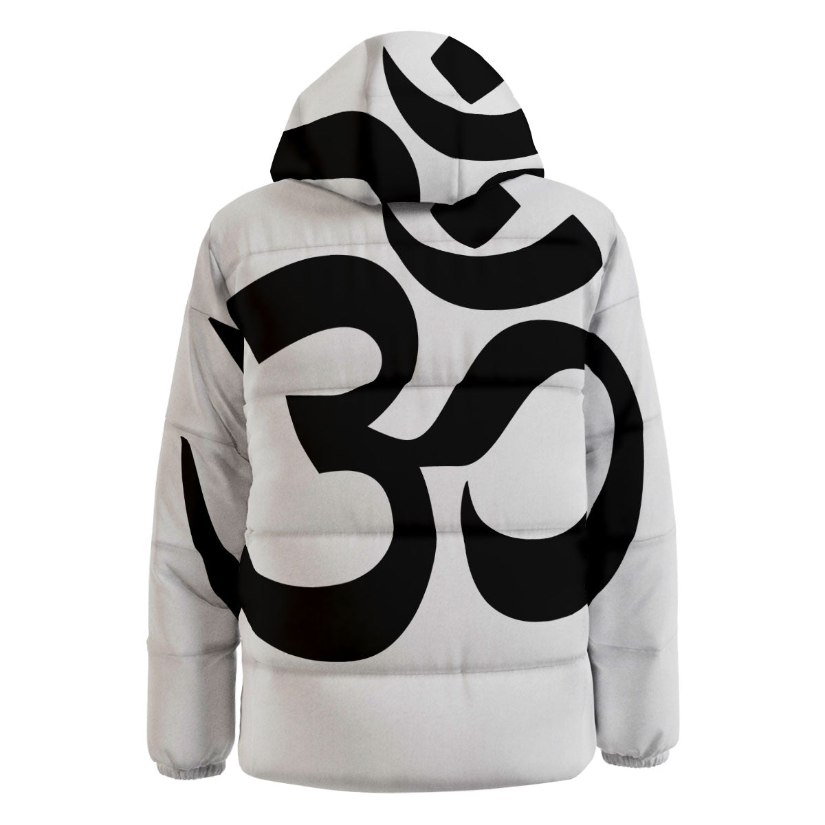 Om White And Black Print Down Jacket-grizzshop