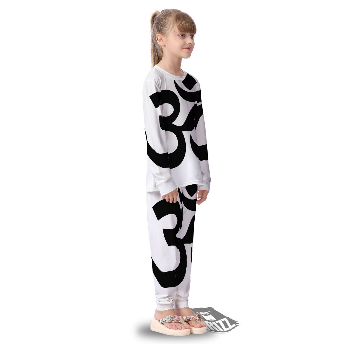 Om White And Black Print Kid's Pajamas-grizzshop