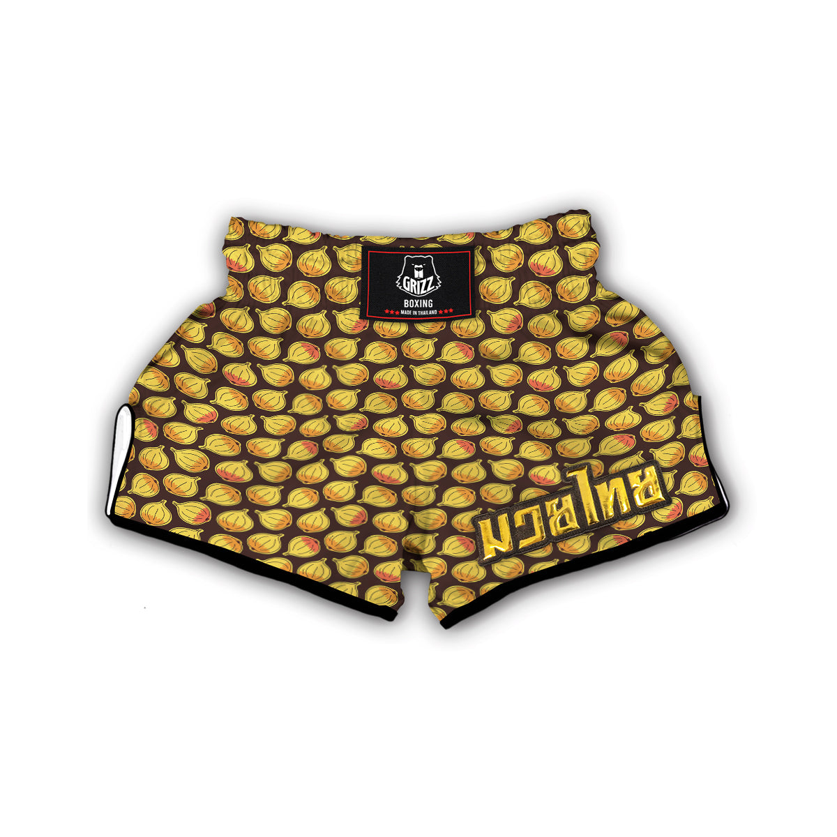 Onion Brown Print Pattern Muay Thai Boxing Shorts-grizzshop