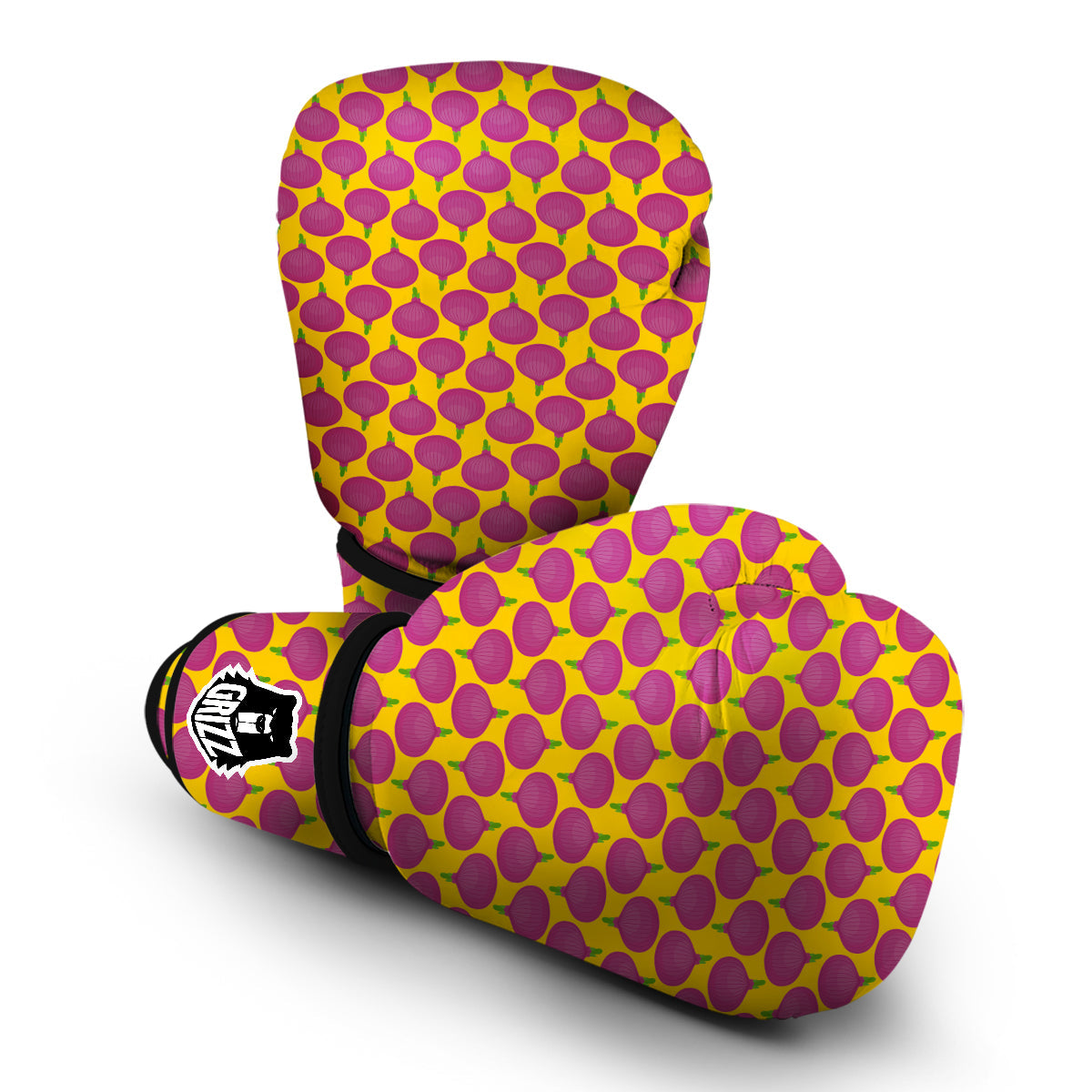 Onion Purple Yellow Print Pattern Boxing Gloves-grizzshop