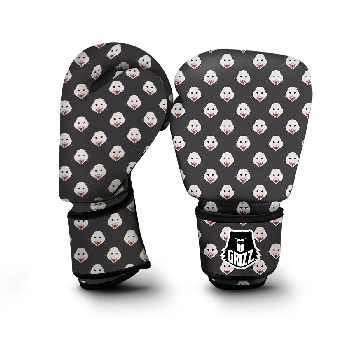 Opossum Black Print Pattern Boxing Gloves-grizzshop