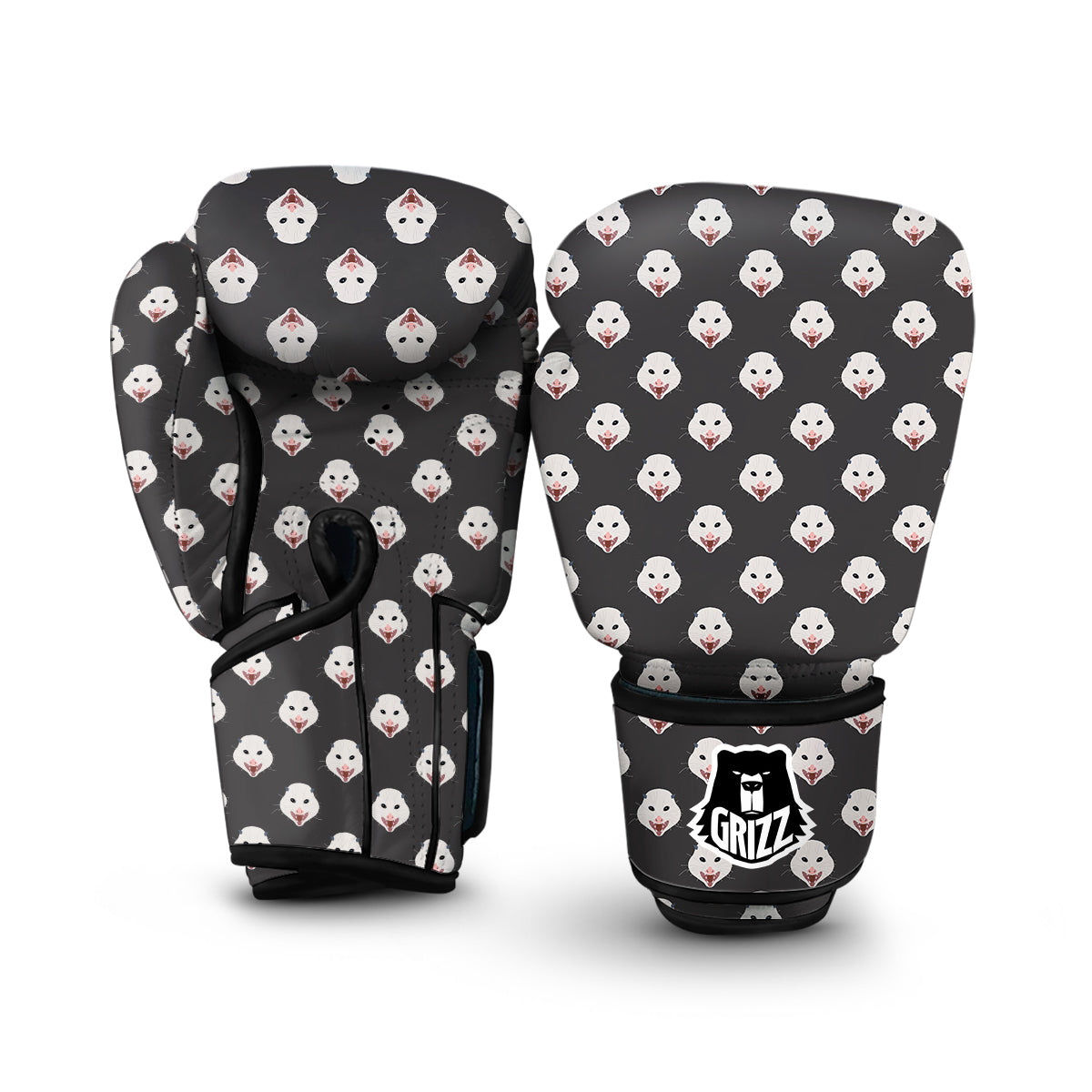 Opossum Black Print Pattern Boxing Gloves-grizzshop