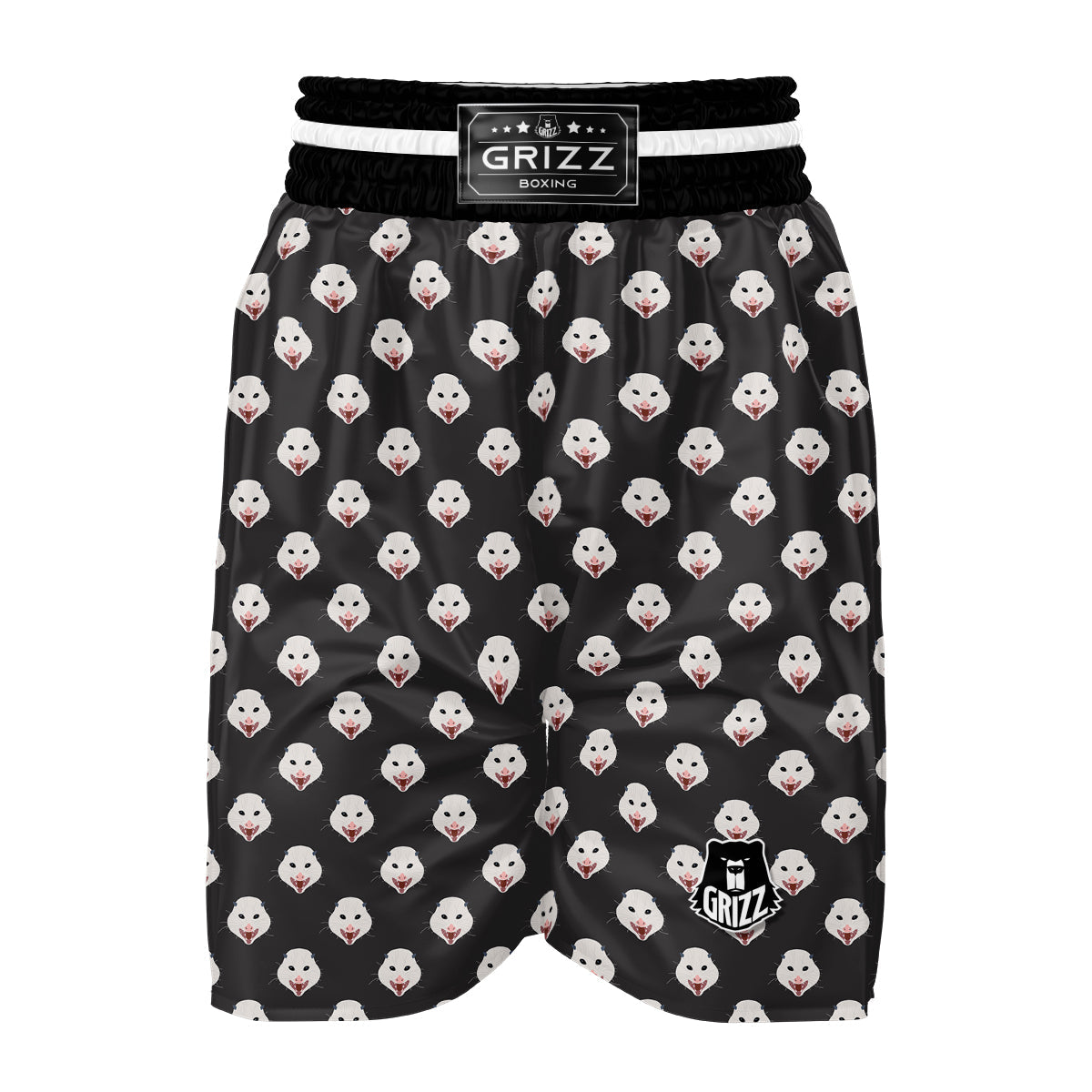 Opossum Black Print Pattern Boxing Shorts-grizzshop