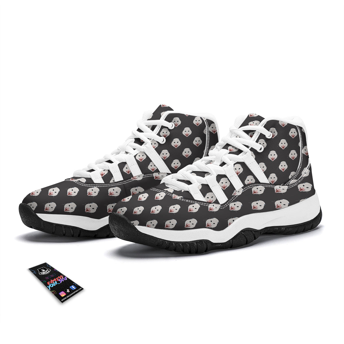 Opossum Black Print Pattern White Bball Shoes-grizzshop