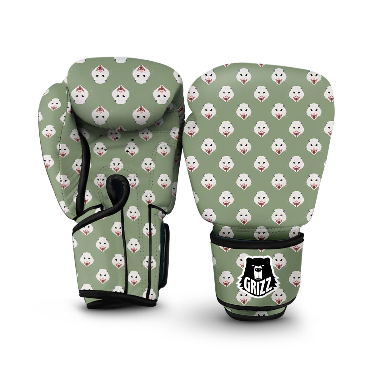 Opossum Green Print Pattern Boxing Gloves-grizzshop