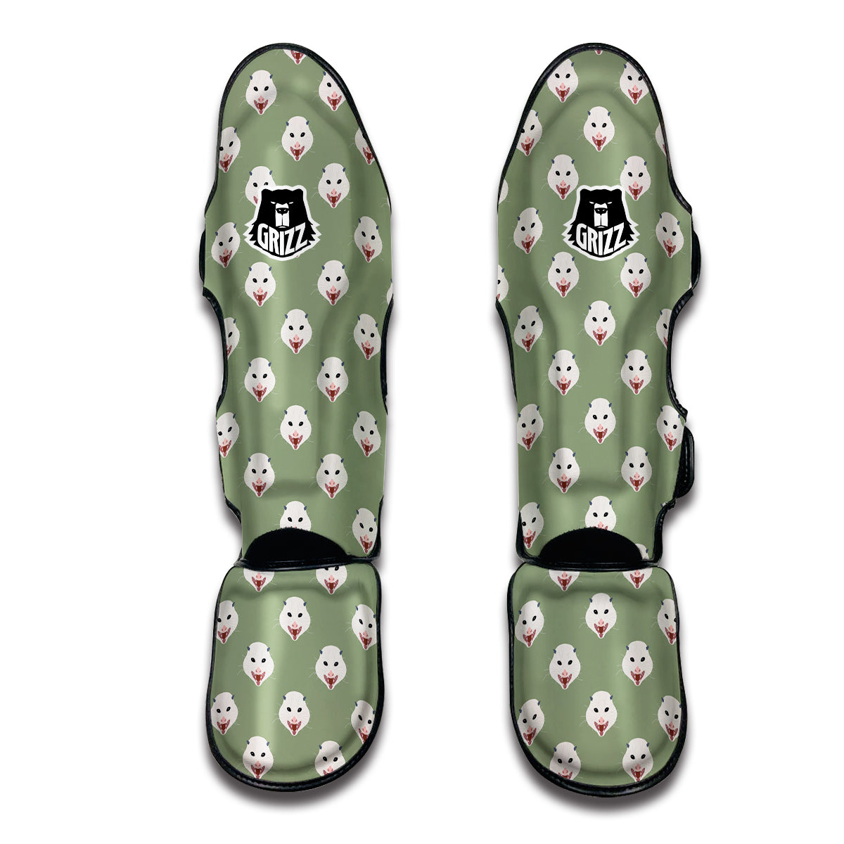 Opossum Green Print Pattern Muay Thai Shin Guards-grizzshop