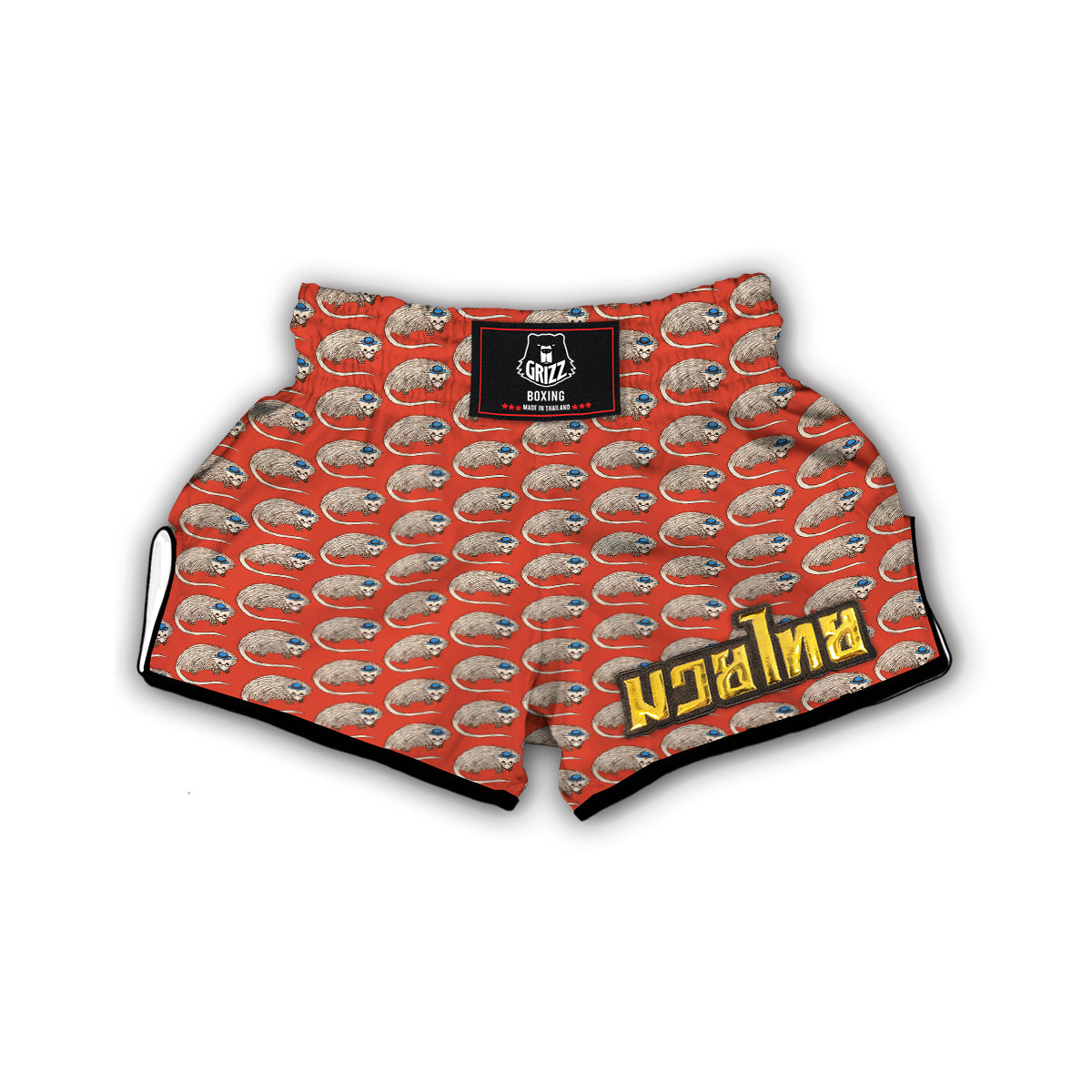 Opossum Hand Drawn Print Pattern Muay Thai Boxing Shorts-grizzshop