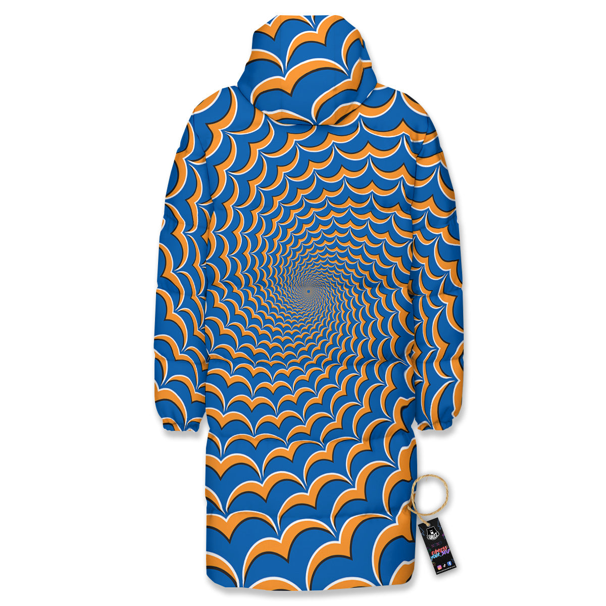Optical Illusion Blue Expansion Moving Long Down Jacket-grizzshop