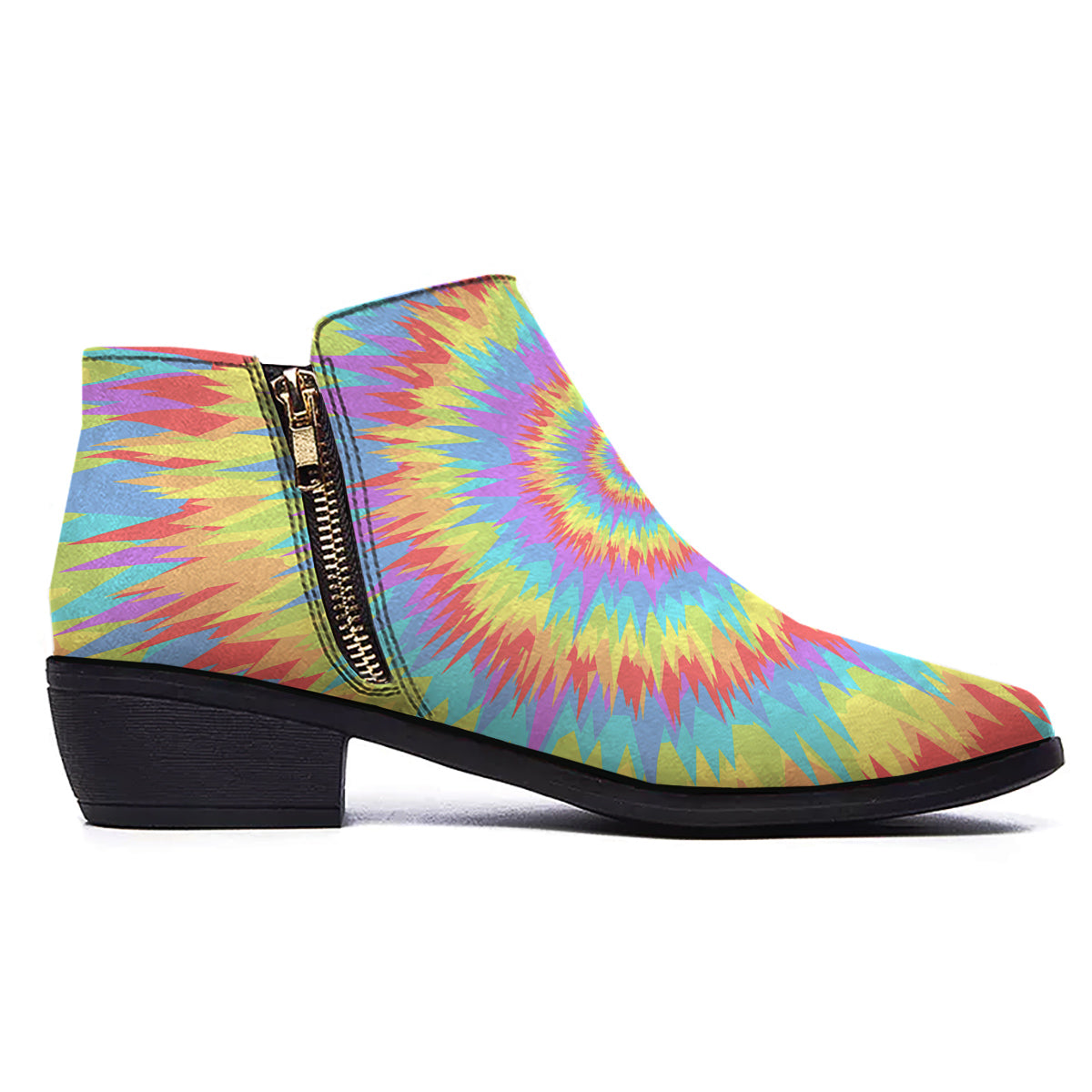 Optical Illusion Colorful Psychedelic Ankle Boots-grizzshop