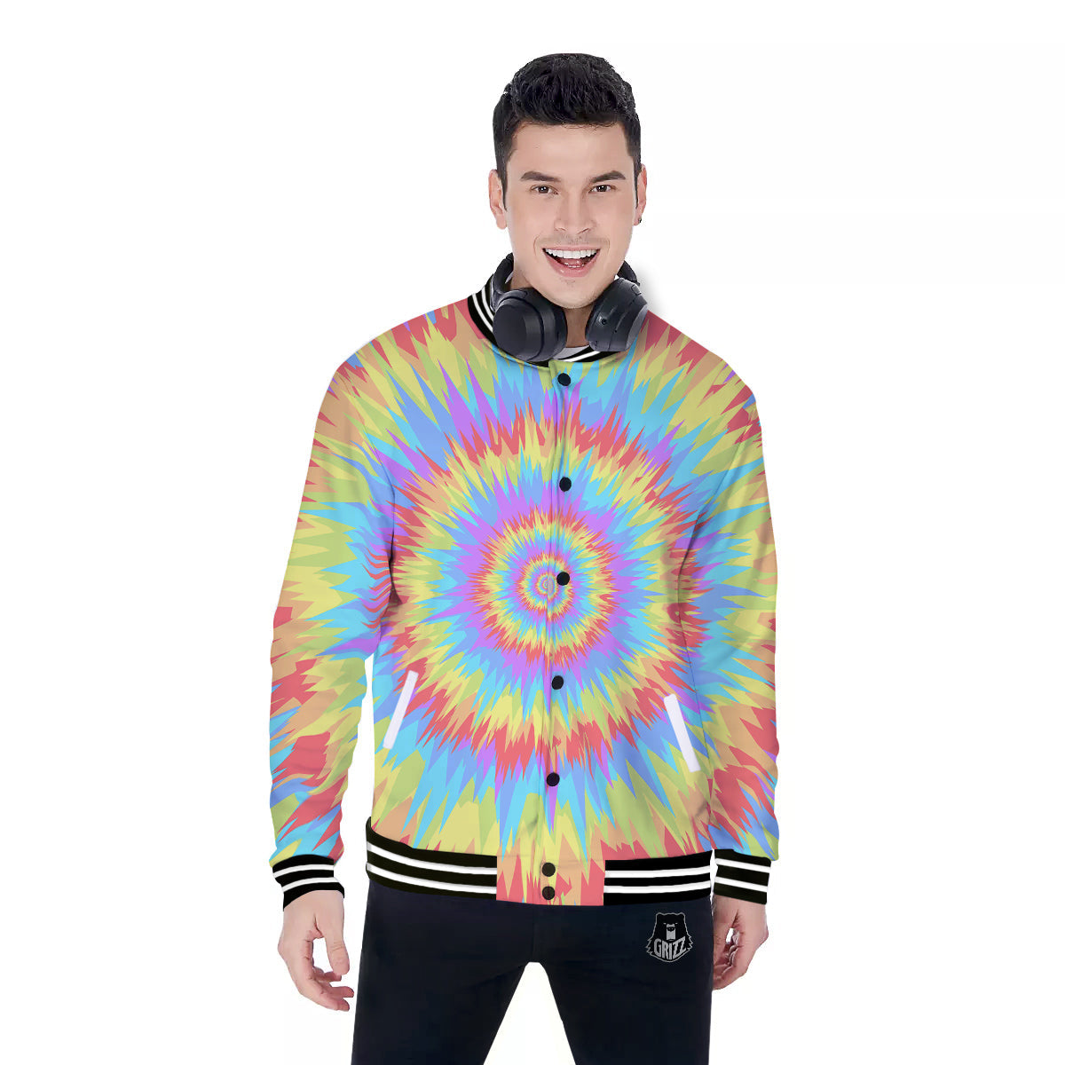 Optical Illusion Colorful Psychedelic Baseball Jacket-grizzshop
