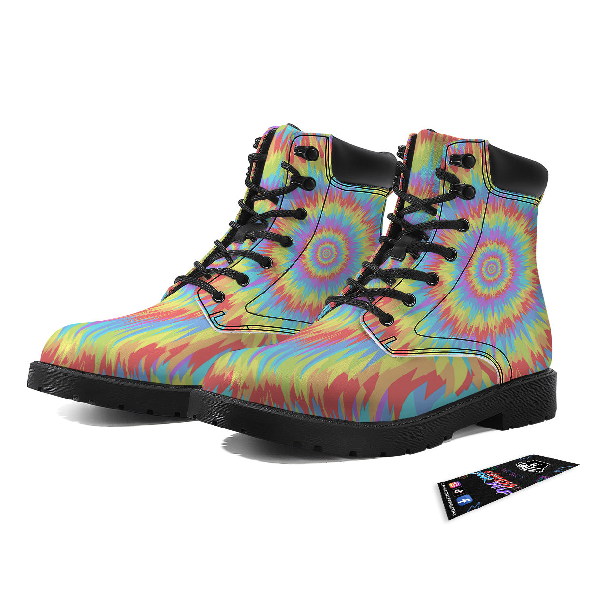 Optical Illusion Colorful Psychedelic Boots-grizzshop