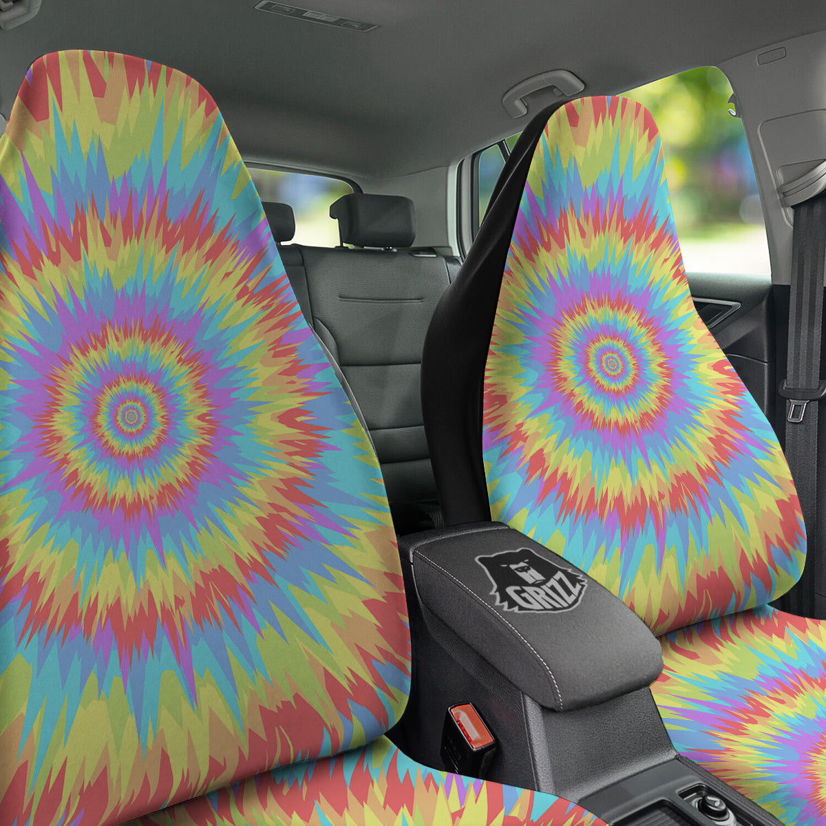 Optical Illusion Colorful Psychedelic Car Seat Covers-grizzshop