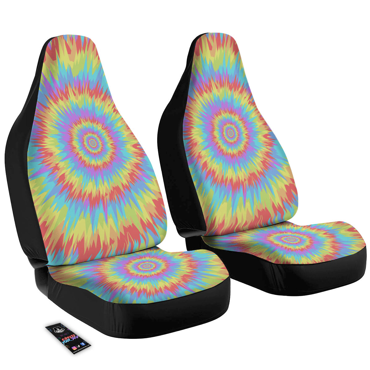 Optical Illusion Colorful Psychedelic Car Seat Covers-grizzshop