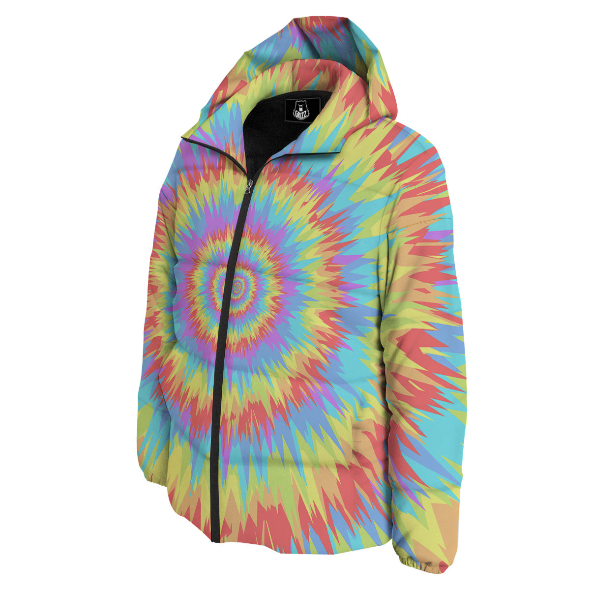 Optical Illusion Colorful Psychedelic Down Jacket-grizzshop