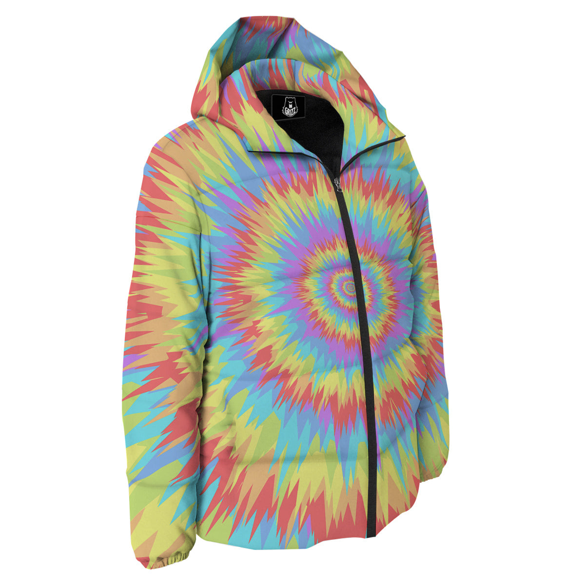 Optical Illusion Colorful Psychedelic Down Jacket-grizzshop