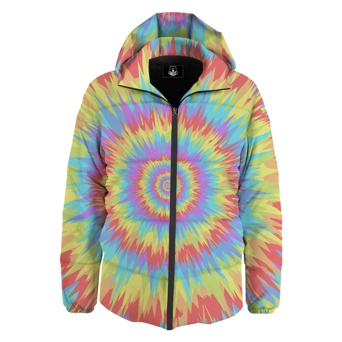 Optical Illusion Colorful Psychedelic Down Jacket-grizzshop