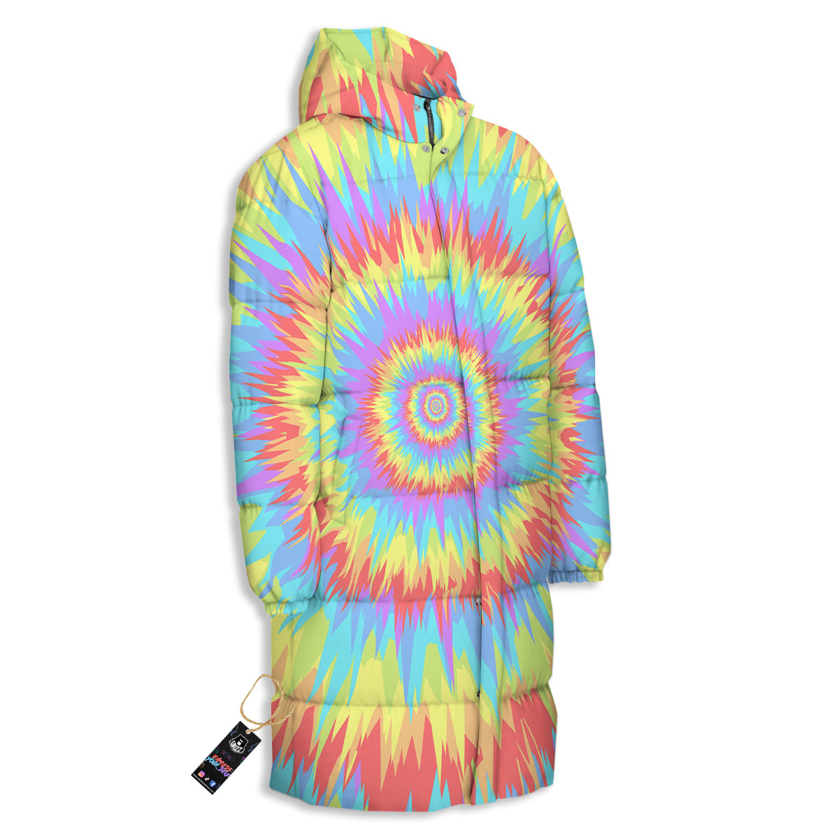 Optical Illusion Colorful Psychedelic Long Down Jacket-grizzshop