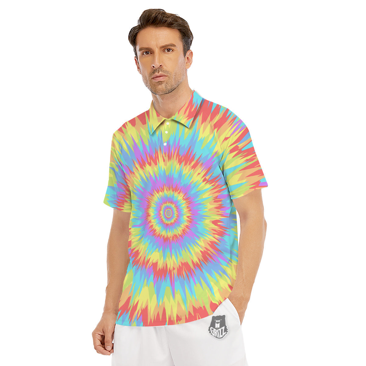 Optical Illusion Colorful Psychedelic Men's Golf Shirts-grizzshop