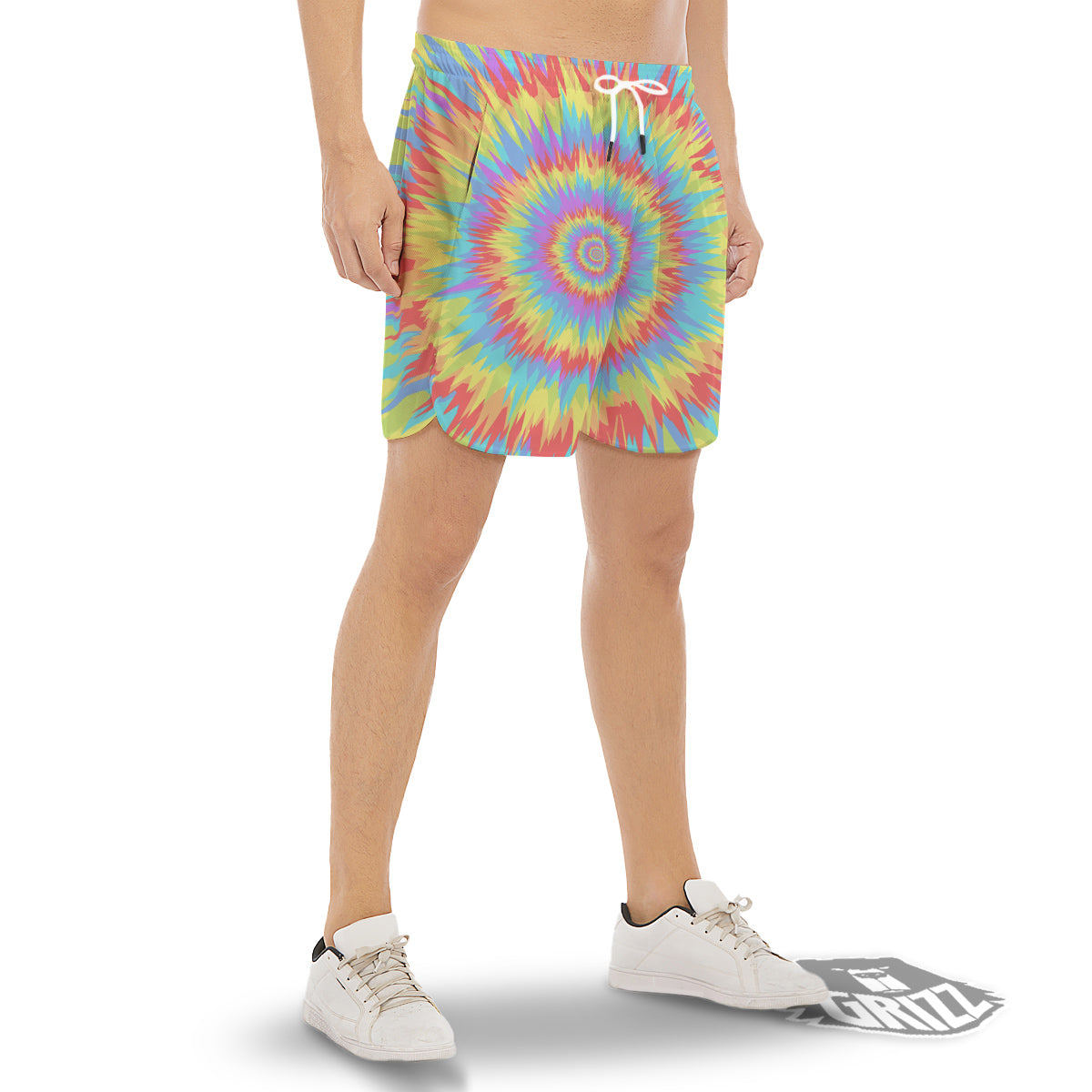 Optical Illusion Colorful Psychedelic Men's Gym Shorts-grizzshop