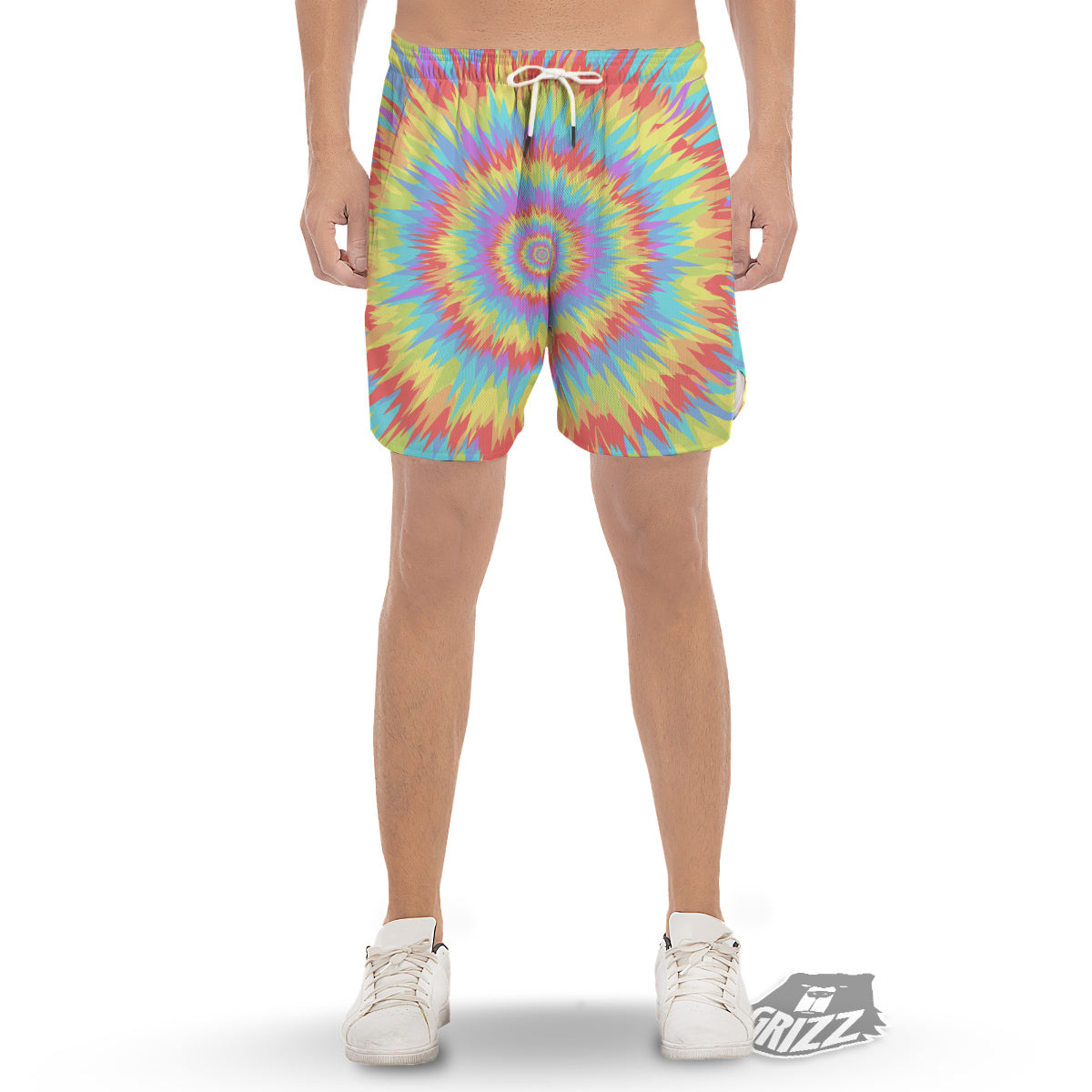 Optical Illusion Colorful Psychedelic Men's Gym Shorts-grizzshop