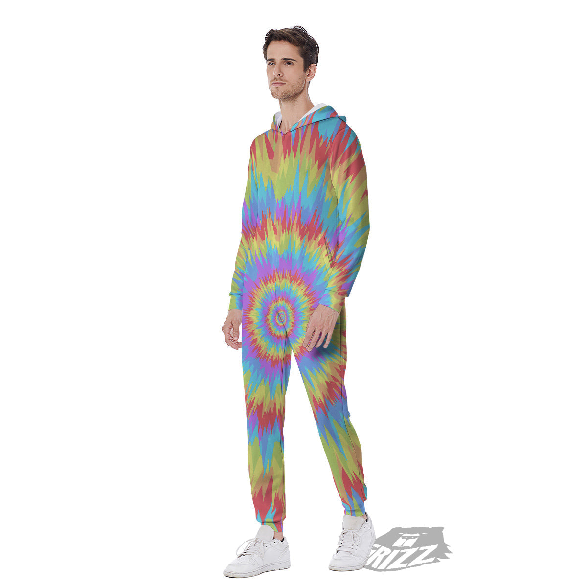 Optical Illusion Colorful Psychedelic Men's Jumpsuit-grizzshop
