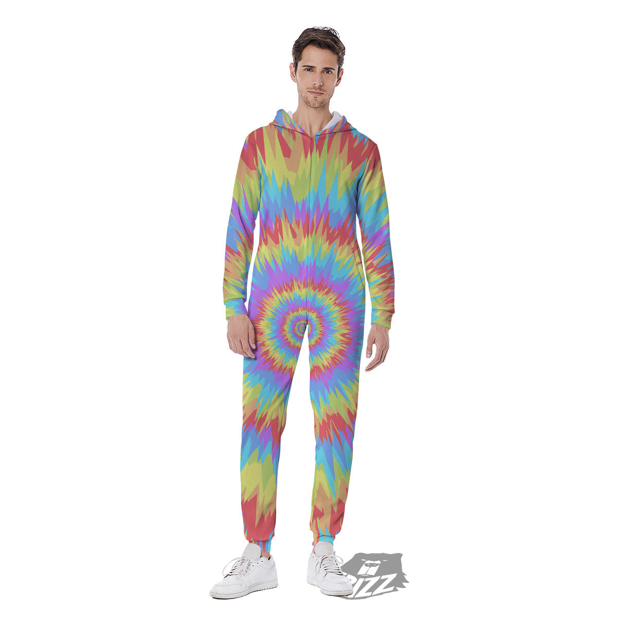 Optical Illusion Colorful Psychedelic Men's Jumpsuit-grizzshop