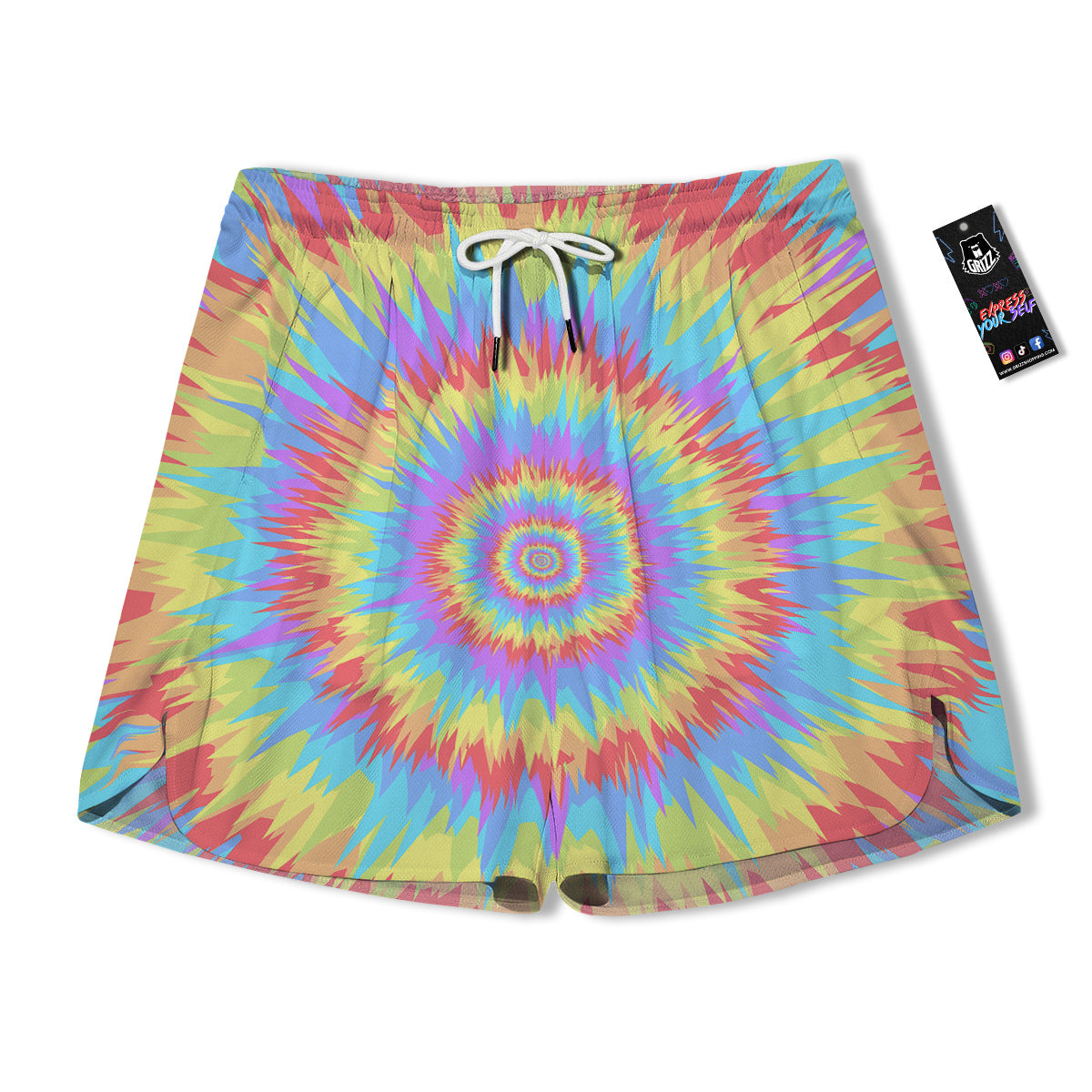 Optical Illusion Colorful Psychedelic Men's Running Shorts-grizzshop