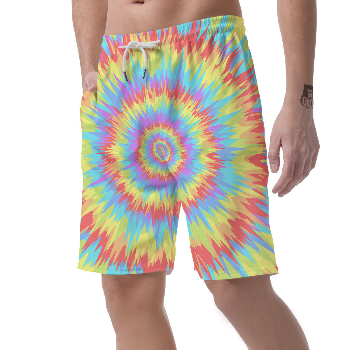 Optical Illusion Colorful Psychedelic Men's Shorts-grizzshop