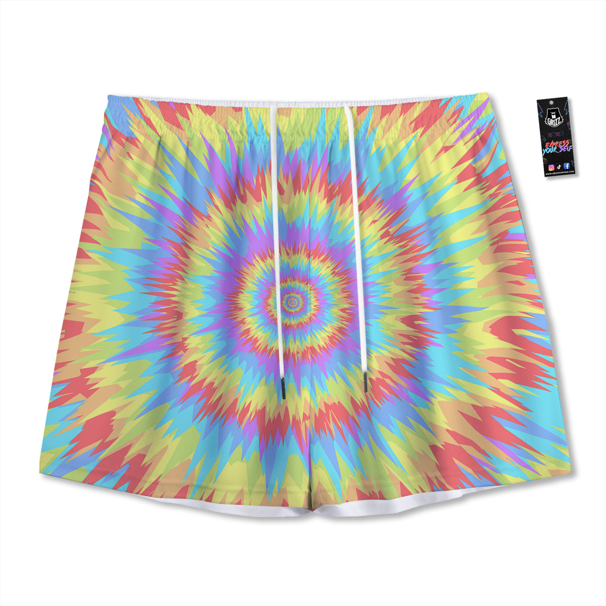 Monster Graffiti Characters Print Mesh Shorts