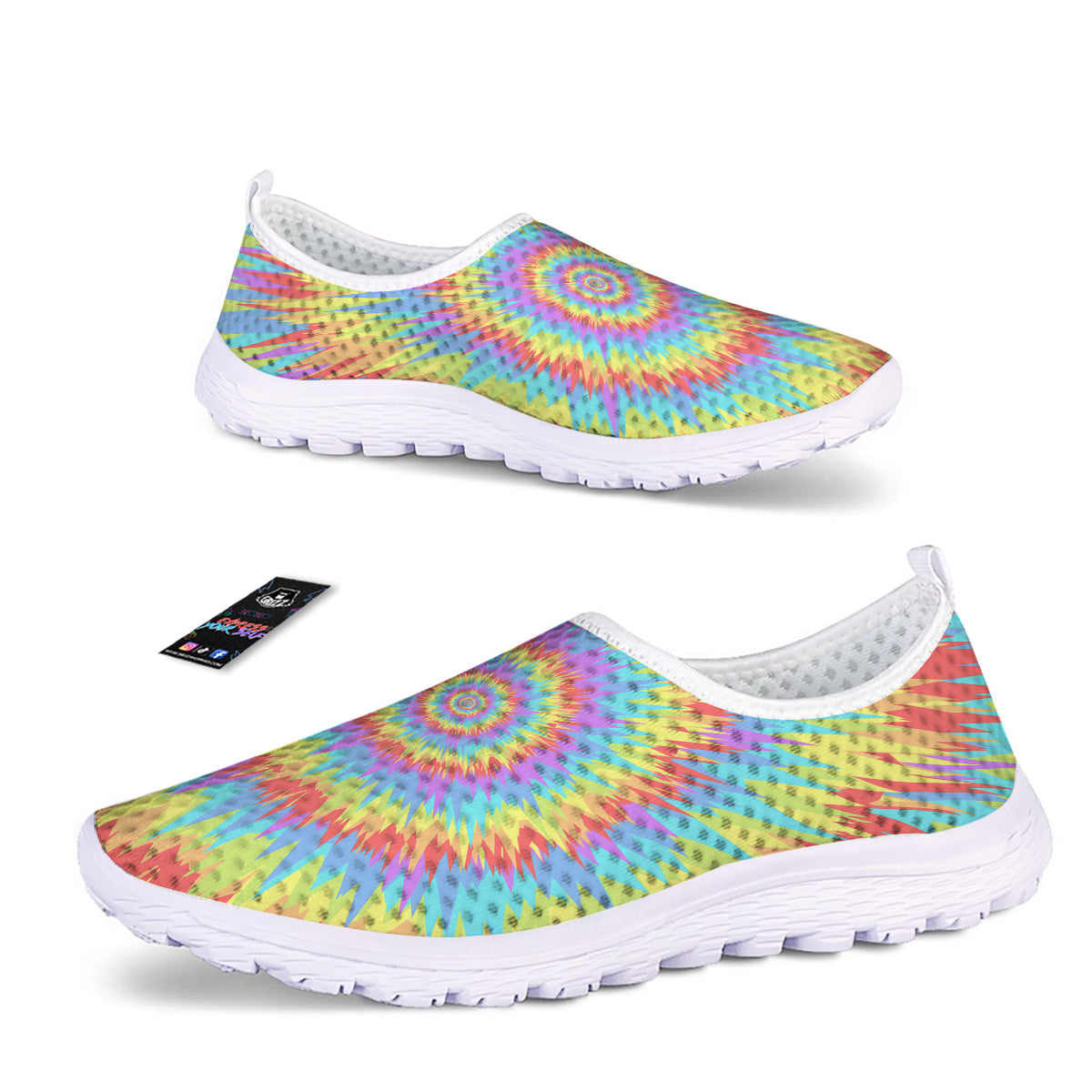Optical Illusion Colorful Psychedelic Nurse Shoes-grizzshop