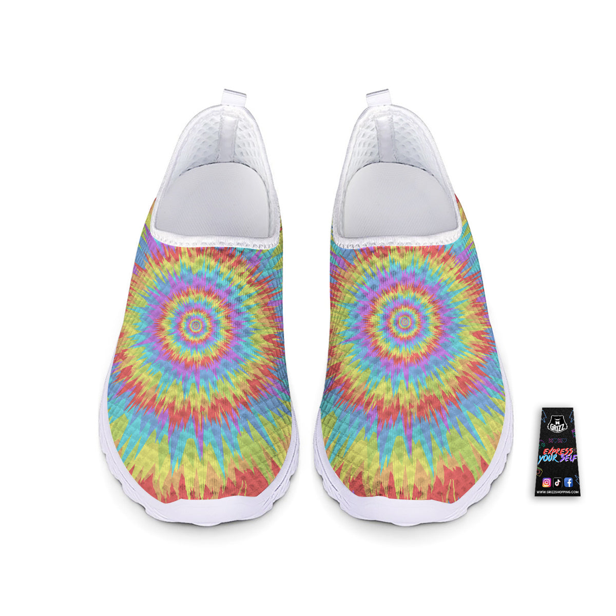 Optical Illusion Colorful Psychedelic Nurse Shoes-grizzshop