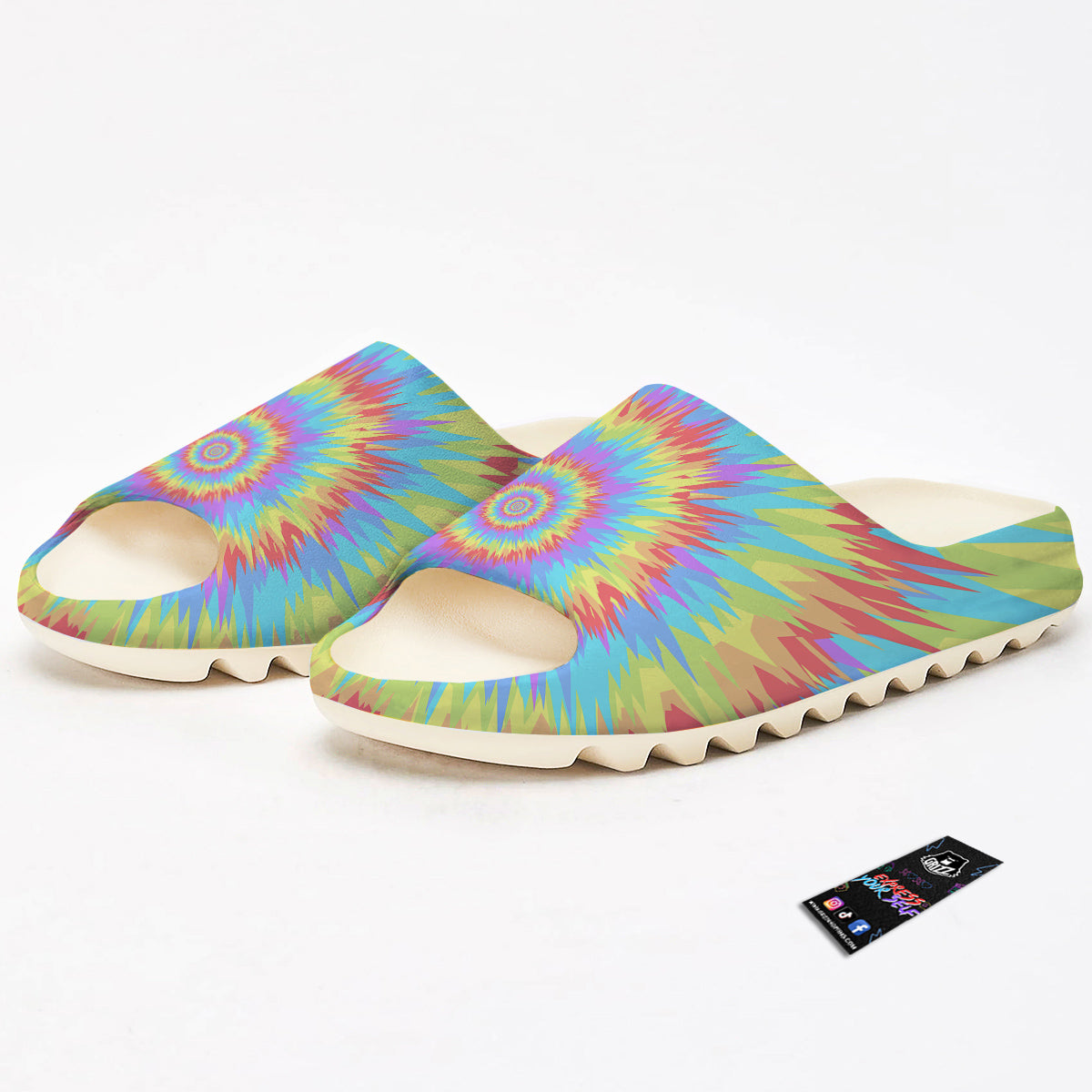 Optical Illusion Colorful Psychedelic Sandals-grizzshop