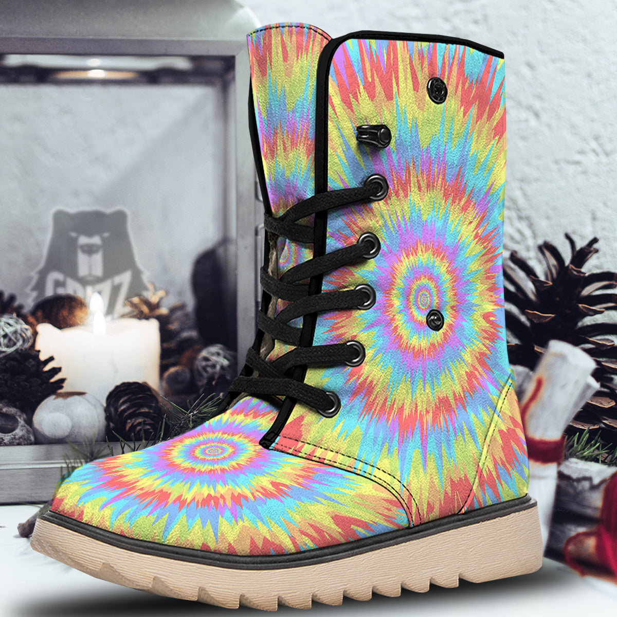 Optical Illusion Colorful Psychedelic Snow Boots-grizzshop